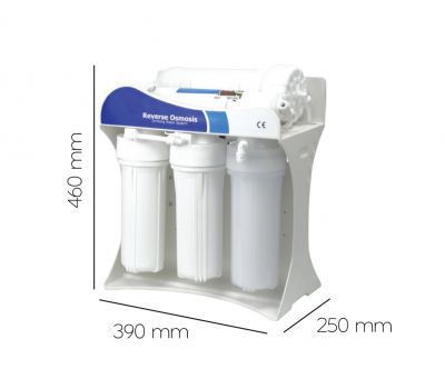 Eco plus RO5 HF-12400. Pompa 400 GPD, Plastic.suportul